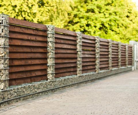 gabion with food timbering