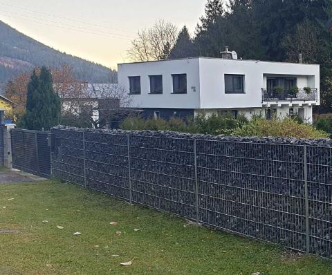 gabion fence with posts and columns