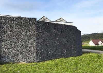 gabion fence with grey stone