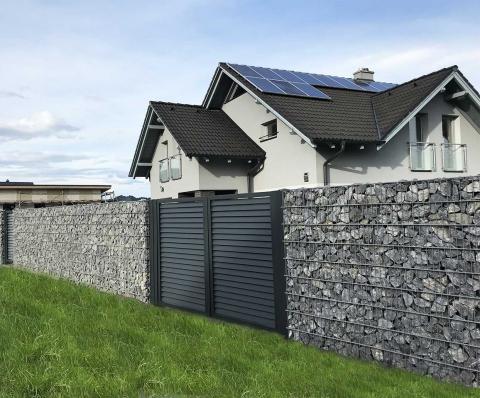 modern gray fence with anthracite gate