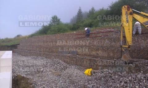 Assembly of the supporting gabion wall 46