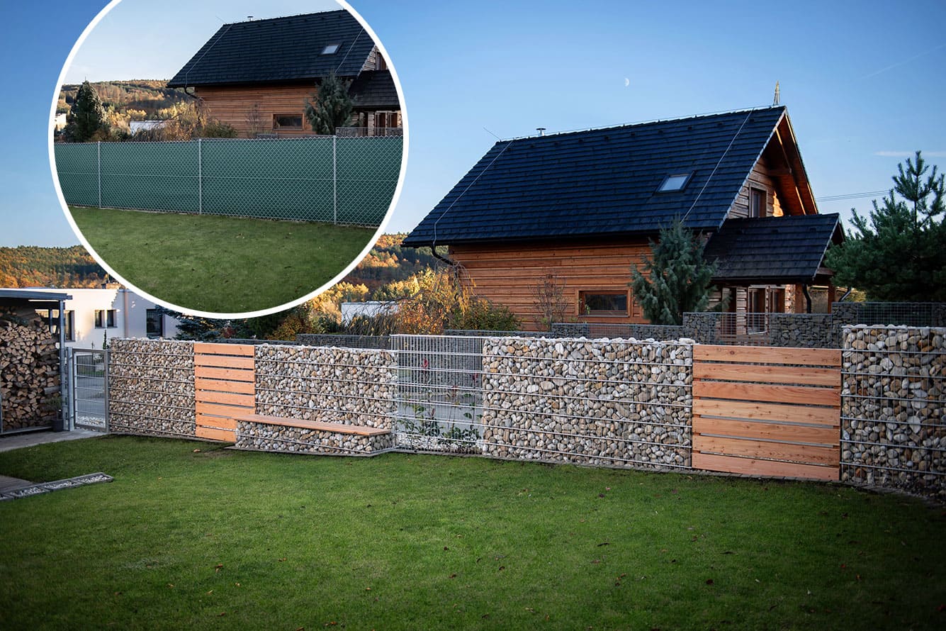 conversion of wire mesh fencing into a gabion fence